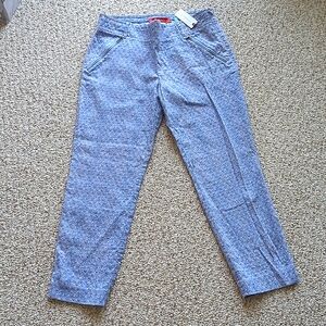 NWT Anthropology - Cartannier Charlie Trouser, blue with white print.  Size 8